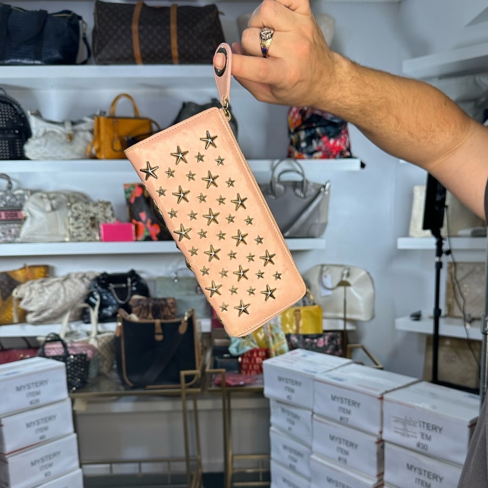 JIMMY CHOO PINK LONG ZIP WALLET